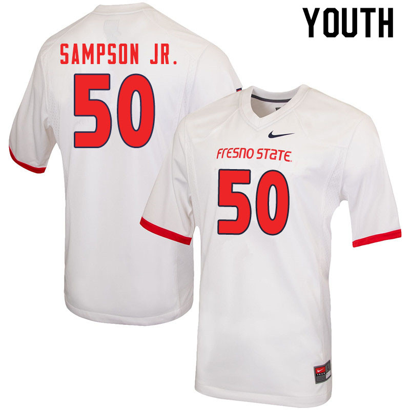 Youth #50 Tyrone Sampson Jr. Fresno State Bulldogs College Football Jerseys Sale-White